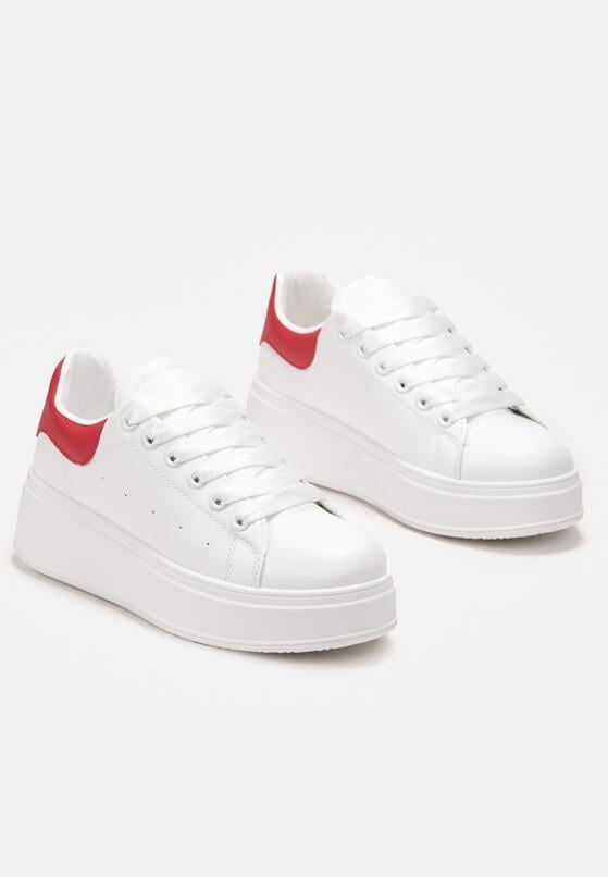 Biało-Czerwone Sneakersy na Platformie Blari 4