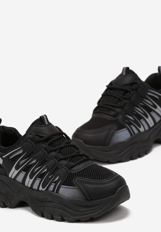 Czarne Sneakersy na Grubej Podeszwie Pocalla 5