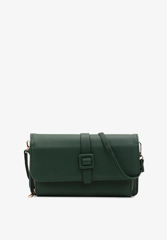 Zielona Torebka z Ekoskóry z Klapą i Regulowanym Paskiem Dimona 1