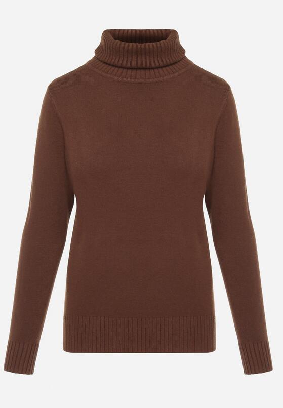 Ciemnobrązowy Golf z Prążkowanymi Krawędziami Dazo 6