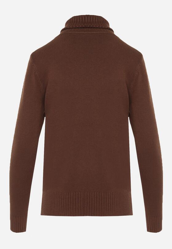 Ciemnobrązowy Golf z Prążkowanymi Krawędziami Dazo 7