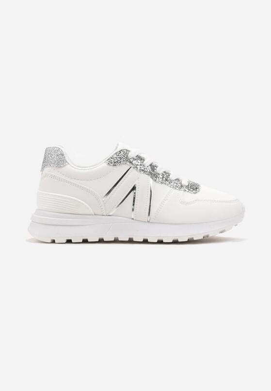 Białe Sneakersy na Grubej Podeszwie z Brokatem Sorbetta 3