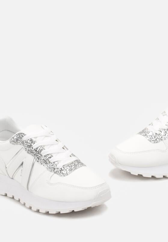 Białe Sneakersy na Grubej Podeszwie z Brokatem Sorbetta 5
