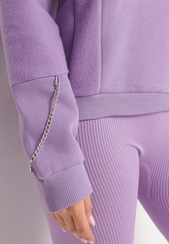 Jasnofioletowa Bluza z Ozdobnym Łańcuszkiem Letonia 5