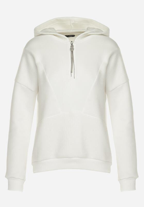 Biała Bawełniana Bluza z Kapturem Hebesa 6