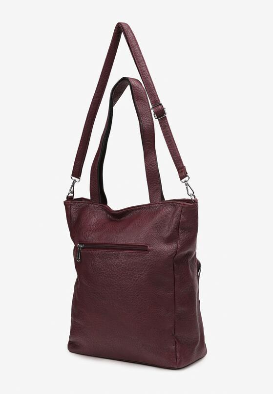 Bordowa Dwukomorowa Torebka Shopper z Dodatkowymi Kieszonkami Szalira 2