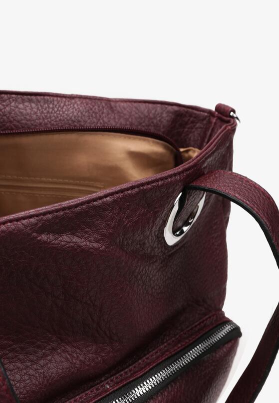 Bordowa Dwukomorowa Torebka Shopper z Dodatkowymi Kieszonkami Szalira 3