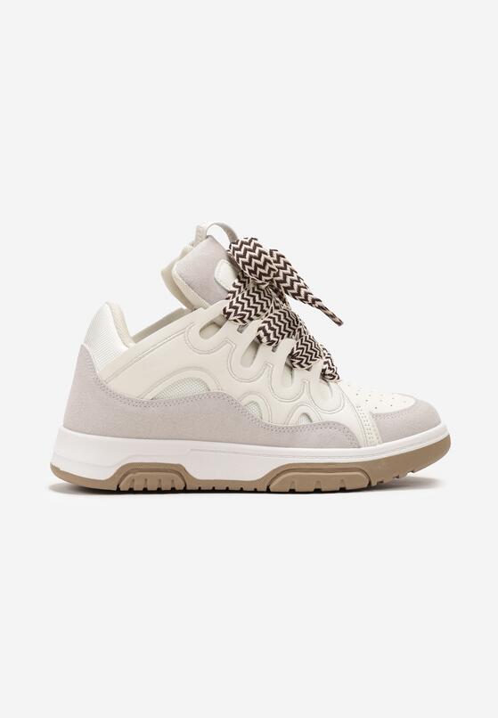 Beżowe Sneakersy z Przeszyciami i Szerokim Wiązaniem Leontine 3