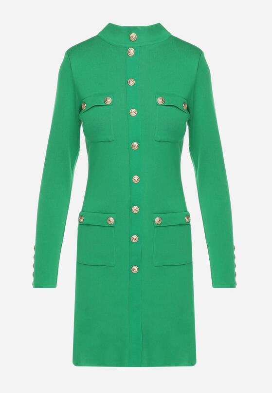 Zielona Sukienka Dzianinowa z Wiskozy Ligia 6