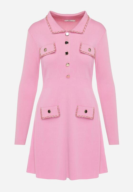 Różowa Sukienka z Wiskozy z Łańcuszkami Nigellus 6