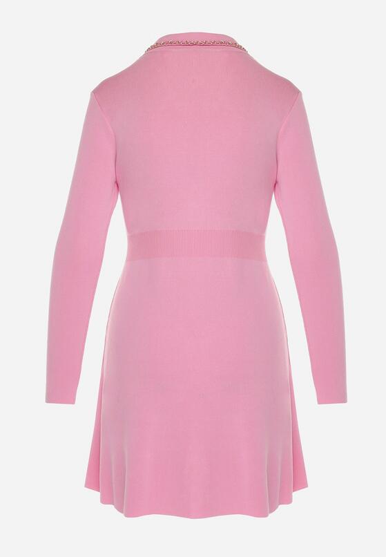 Różowa Sukienka z Wiskozy z Łańcuszkami Nigellus 7