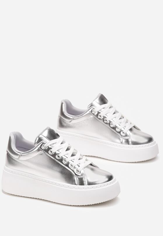 Srebrne Sneakersy na Platformie Umnisa 4