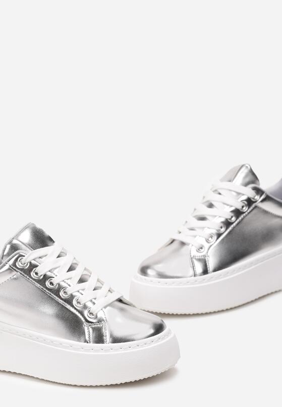 Srebrne Sneakersy na Platformie Umnisa 5