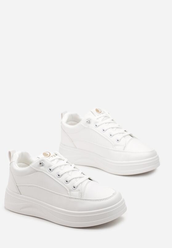 Białe Sneakersy na Platformie z Gumową Zawieszką Usalla 4