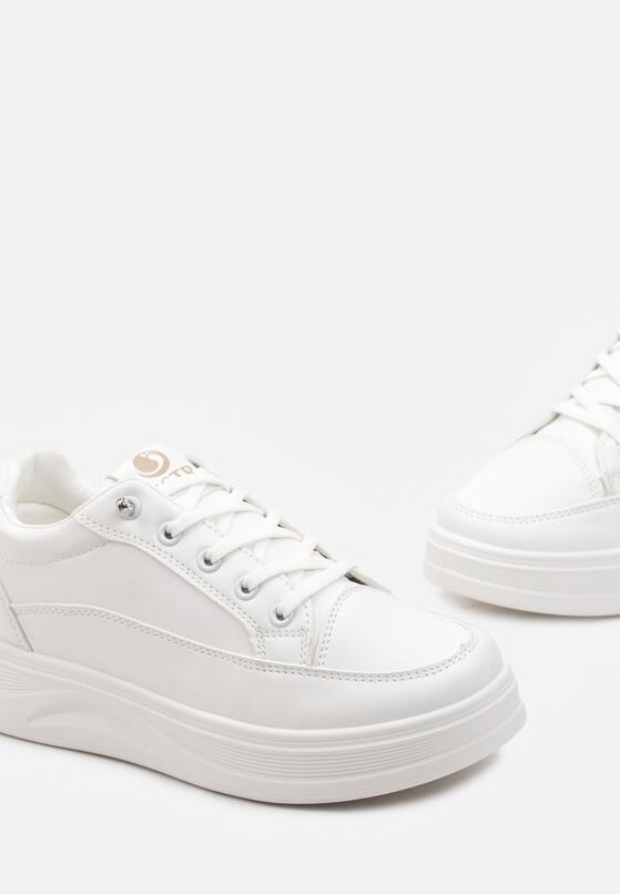 Białe Sneakersy na Platformie z Gumową Zawieszką Usalla 5