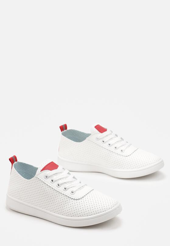 Biało-Czerwone Tenisówki z Ozdobną Perforacją Vilene 4