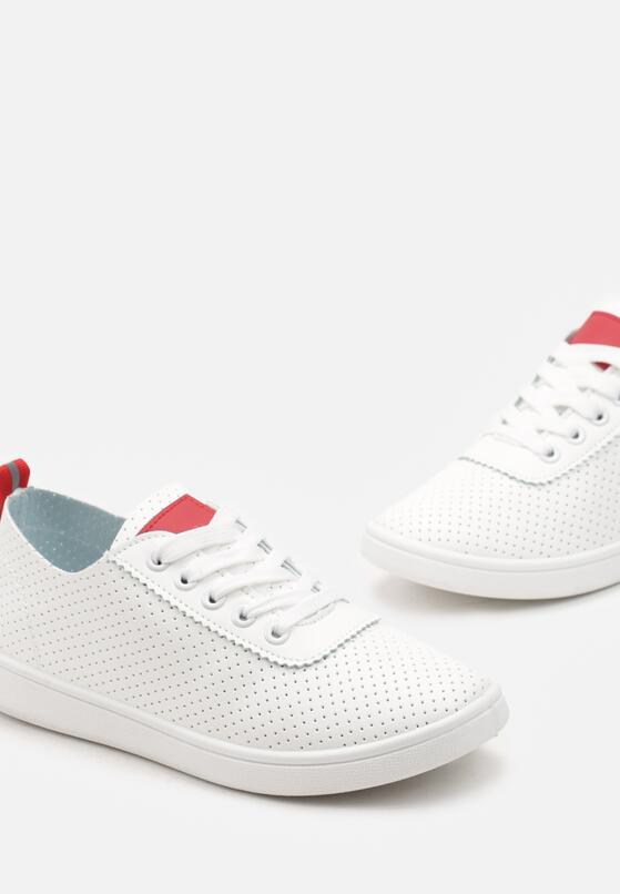 Biało-Czerwone Tenisówki z Ozdobną Perforacją Vilene 5