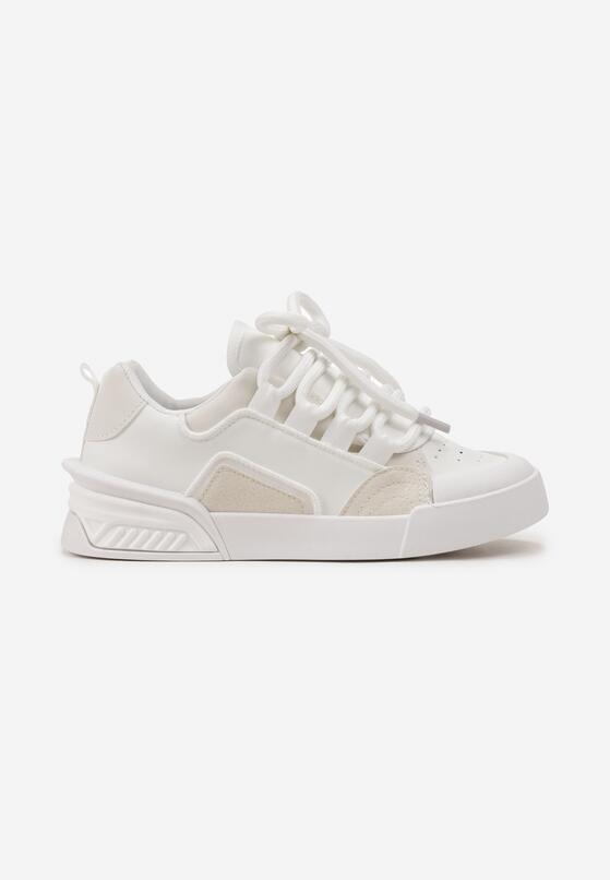 Białe Sneakersy Trampki na Grubej Podeszwie z Szerokimi Sznurówkami Lindnesa 3