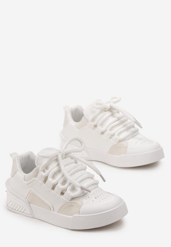 Białe Sneakersy Trampki na Grubej Podeszwie z Szerokimi Sznurówkami Lindnesa 4