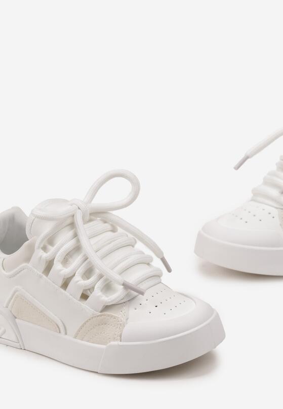 Białe Sneakersy Trampki na Grubej Podeszwie z Szerokimi Sznurówkami Lindnesa 5