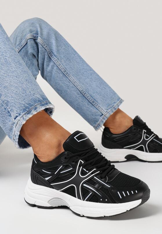 Czarne Sneakersy na Grubej Podeszwie Cloudia 1