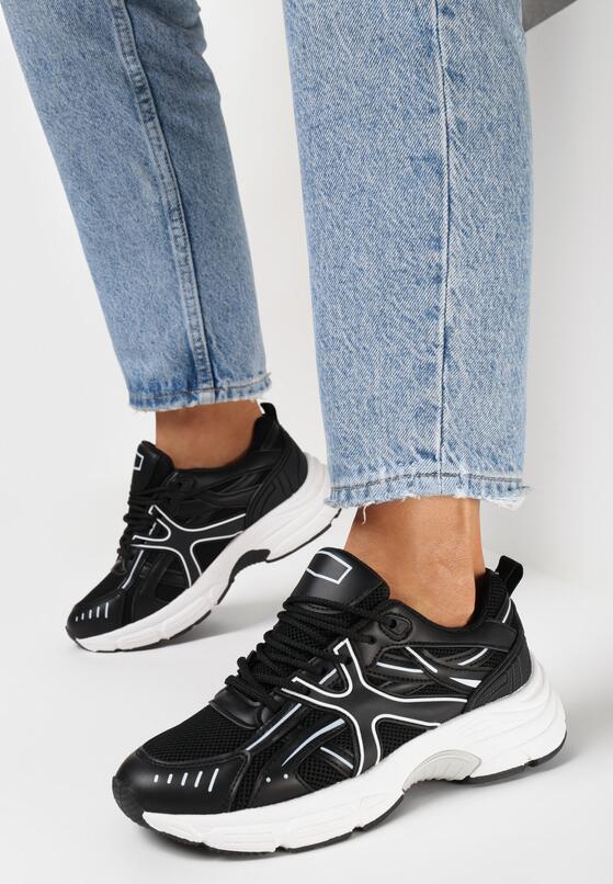 Czarne Sneakersy na Grubej Podeszwie Cloudia 2