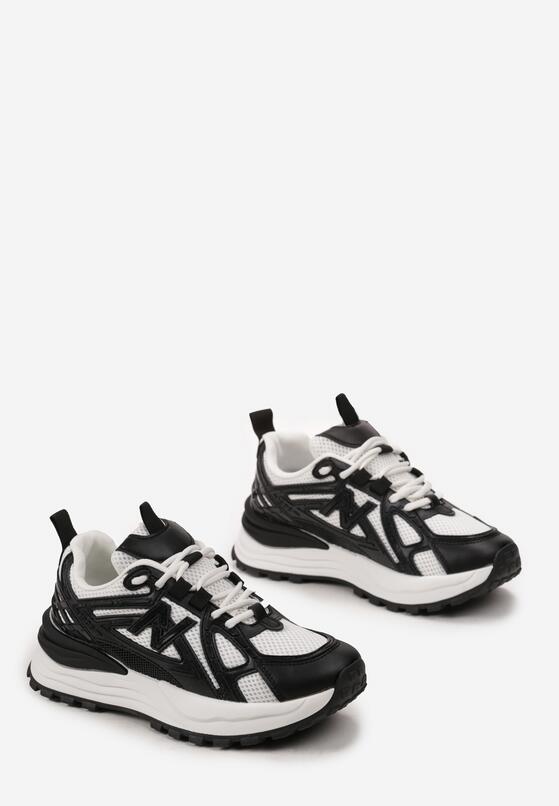 Czarne Sneakersy na Grubej Podeszwie z Siateczką Aslova 4