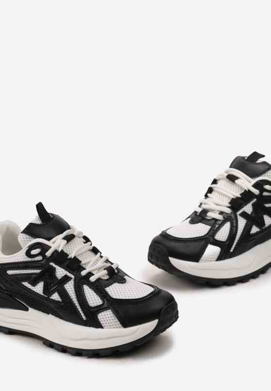 Czarne Sneakersy na Grubej Podeszwie z Siateczką Aslova 5