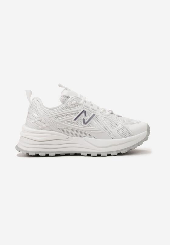 Białe Sneakersy na Grubej Podeszwie z Siateczką Aslova 3