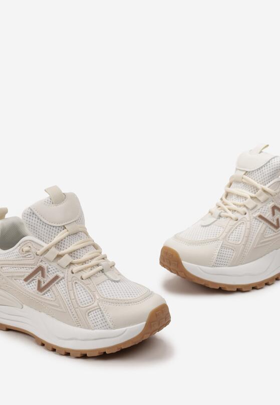 Beżowe Sneakersy na Grubej Podeszwie z Siateczką Aslova 5