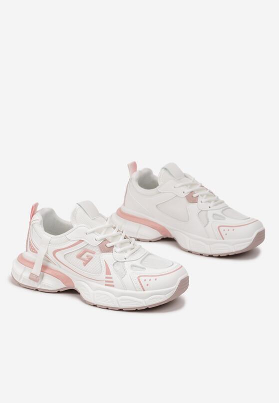 Biało-Różowe Sneakersy na Grubej Podeszwie Luccetta