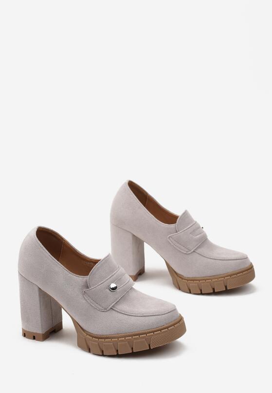 Szare Półbuty na Słupku z Protektorem Saft 4