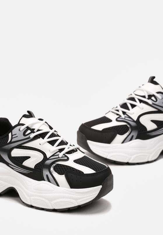 Czarne Sneakersy na Platformie z Siateczkową Wstawką Huvia 5