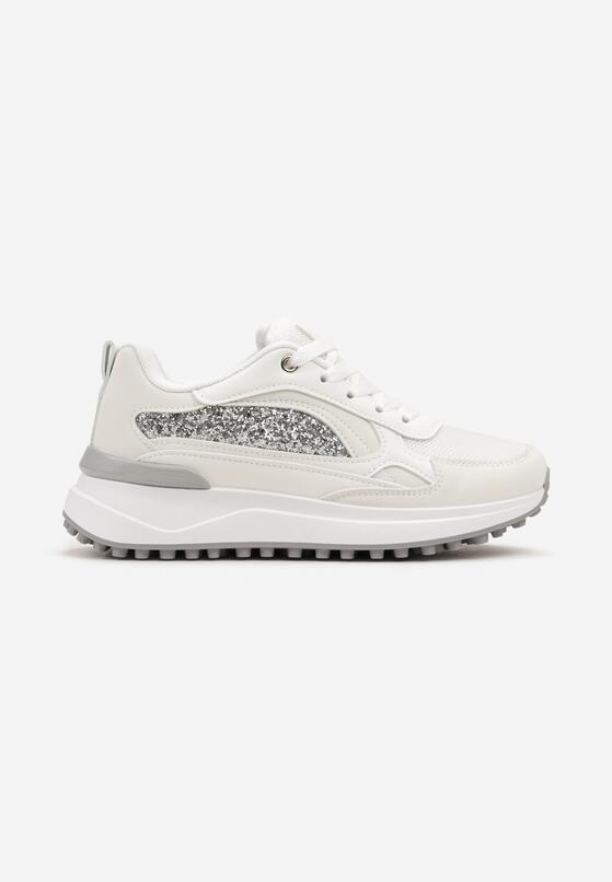 Białe Sneakersy z Siateczkowym Noskiem i Cekinami Nalieva 3