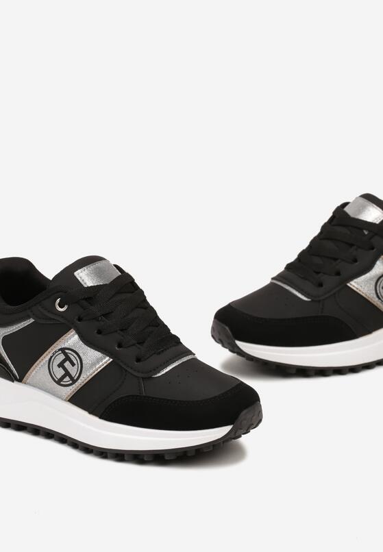 Czarne Sneakersy z Siateczką i Zdobieniem z Brokatem Vilista 5