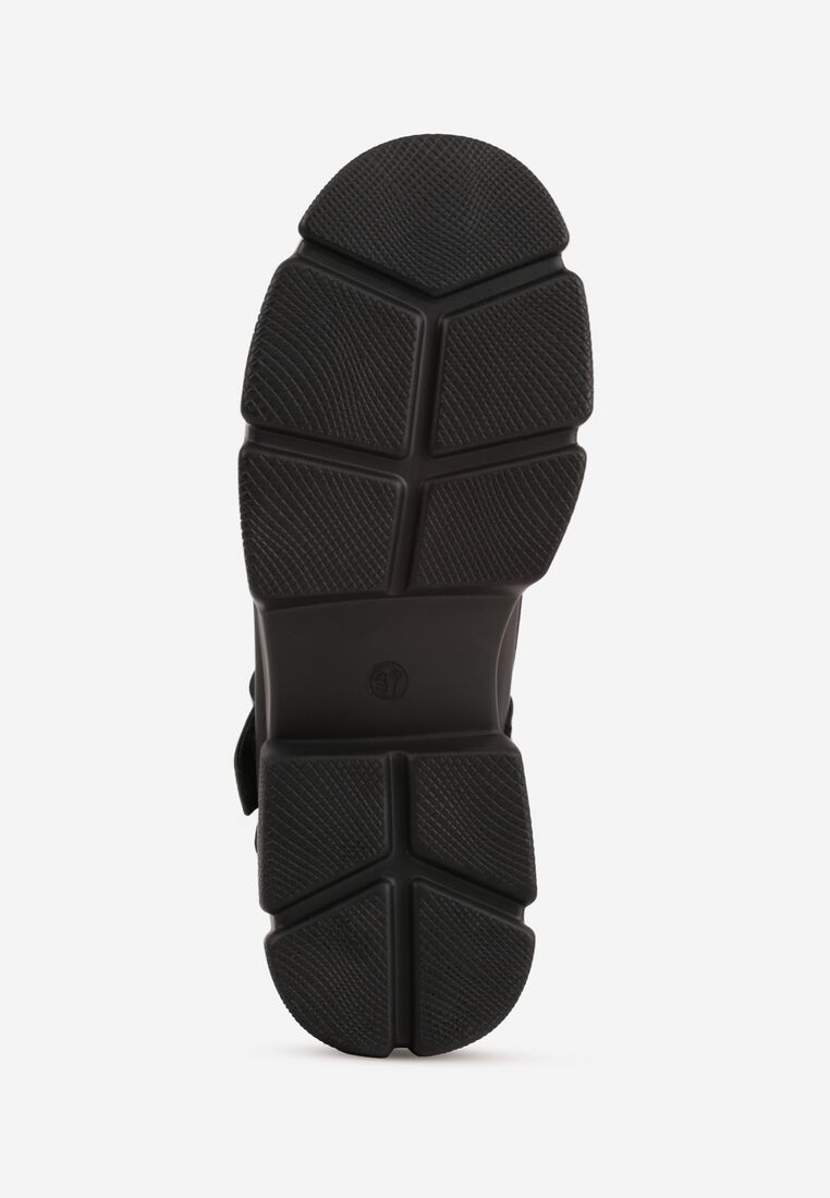 Czarne Półbuty na Grubej Podeszwie z Ozdobnym Zapięciem na Rzep Larori 4