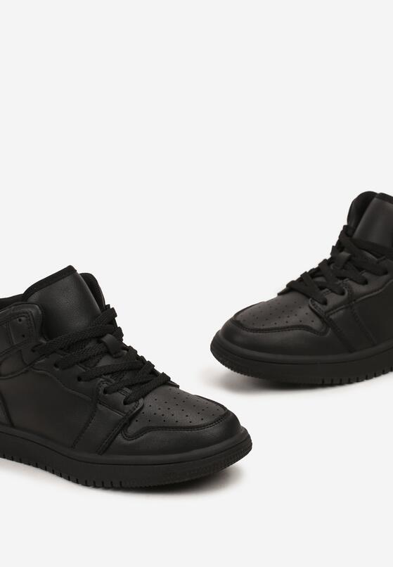 Czarne Buty Sportowe z Cholewką za Kostkę i Skórzaną Wkładką Aliaatres 3
