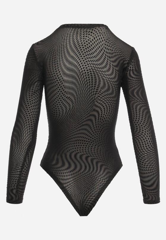 Czarne Body z Długim Rękawem z Prześwitującego Materiału Levira 5