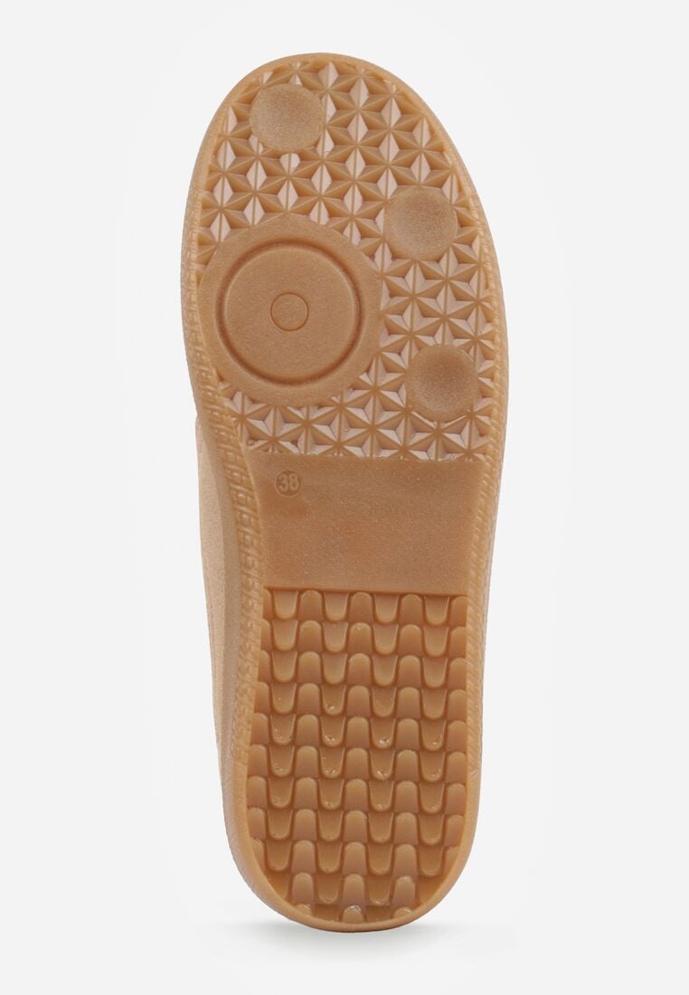 Ciemnobeżowe Sneakersy przed Kostkę z Ozdobnymi Przeszyciami Erdafa 6