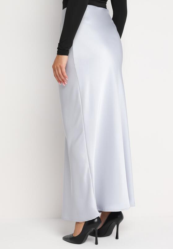 Szara  Satynowa Spódnica Maxi Shapas 3