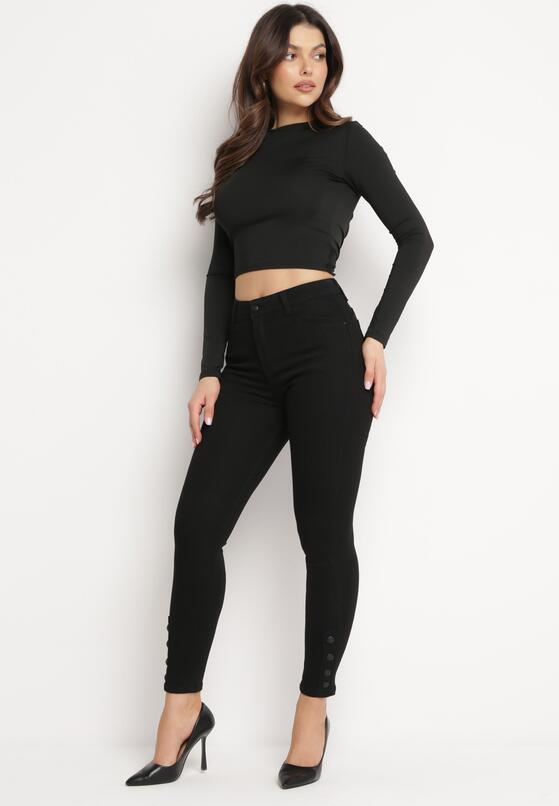 Czarne Jeansy Skinny z Efektem Push Up i Napami Przy Kostkach Irvina 4