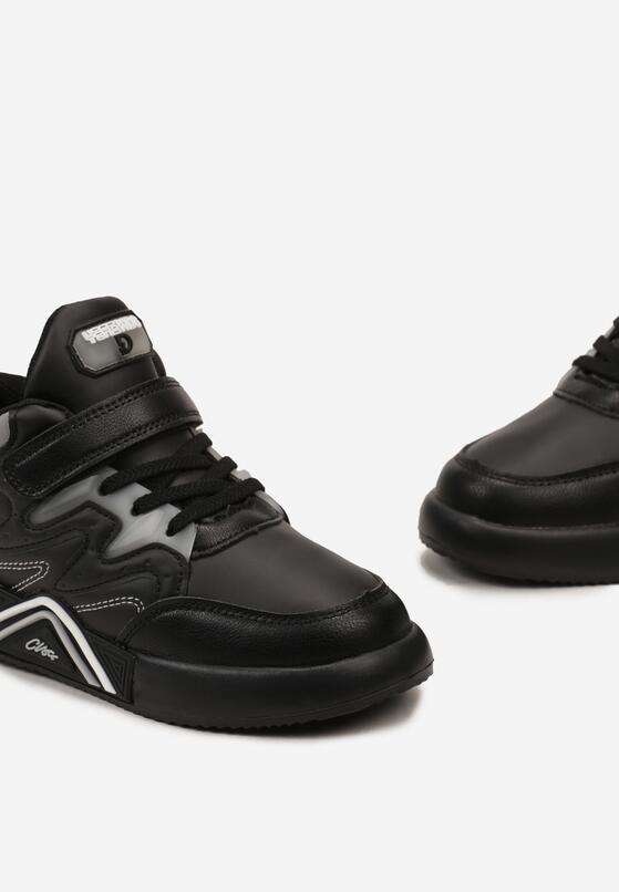 Czarne Buty Sportowe za Kostkę z Ozdobnymi Naszywkami i Rzepem Rilamatia 3