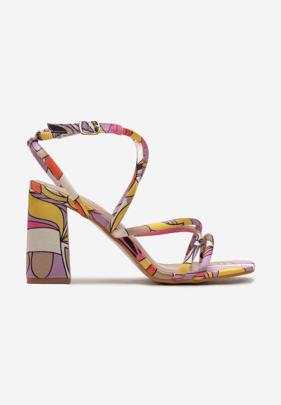 Fioletowe Sandały Ozdobione Kolorowym Printem Bejona 3