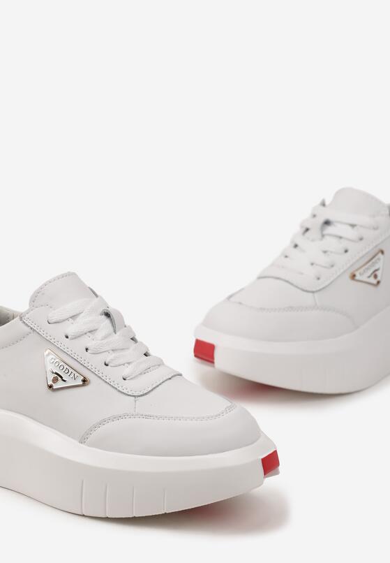 Białe Sneakersy ze Skóry Naturalnej na Platformie Rilafi 5