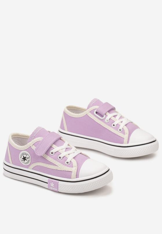 Fioletowe Trampki Przed Kostkę z Paskiem na Rzep i Lamówkami Aeritha 2