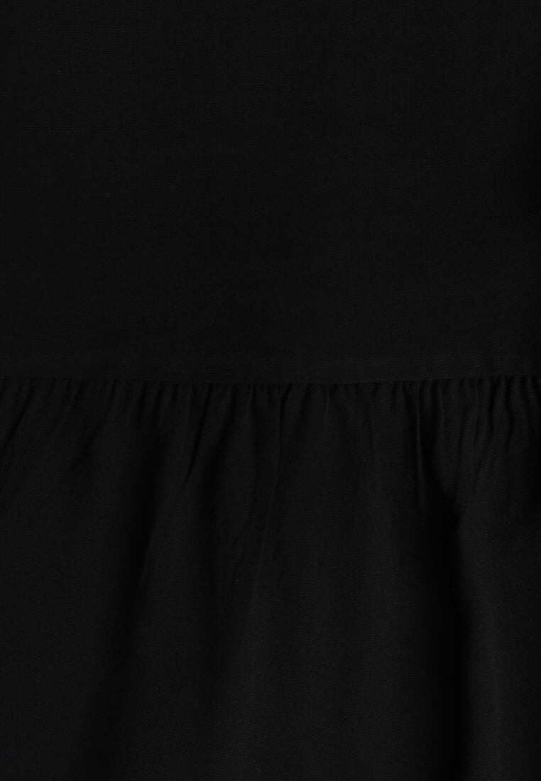 Czarna Wiskozowa Spódnica Maxi Rozkloszowana z Paskami Saosa 8