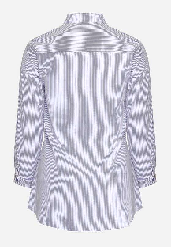 Niebieska Koszula Klasyczna w Paski z Guzikami Anticca 7