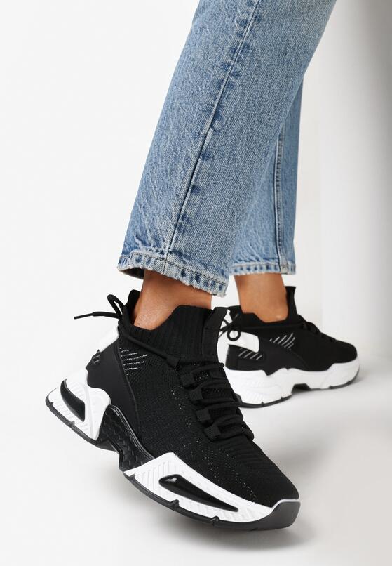 Czarne Sneakersy ze Skarpetkową Cholewką i Grubą Podeszwą Lekkra 2