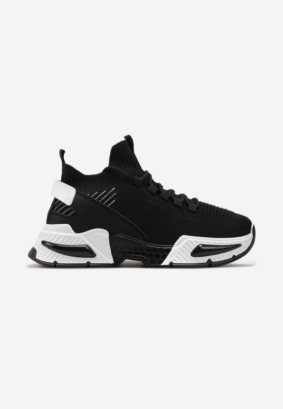 Czarne Sneakersy ze Skarpetkową Cholewką i Grubą Podeszwą Lekkra 3