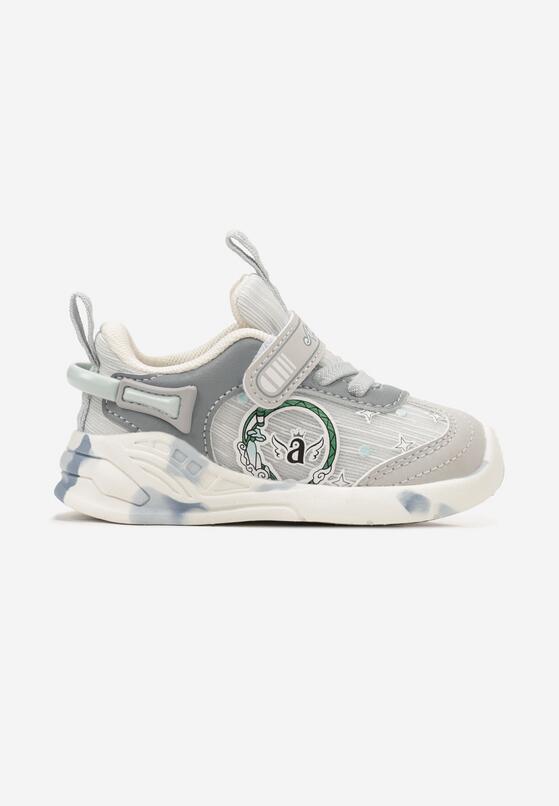 Szare Buty Sportowe na Rzep z Ozdobnymi Naszywkami Niwelva 1